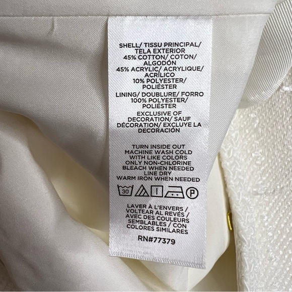 Ann Taylor Tweed Trimmed Patch Pocket Jacket Winter White - Picture 11 of 16